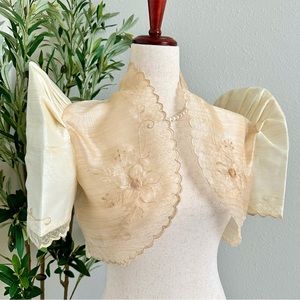 Natural Pina Organza Terno Sleeve Filipiniana Bolero 🖤